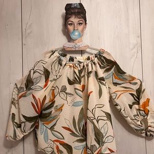 Guaze Tropical print top